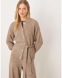 Y.A.S - Gilet d'ensemble en maille torsadée avec détail noué à la taille - marron clair - Lyst