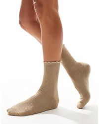Vero Moda - Glitter Sock With Frill Edge - Lyst