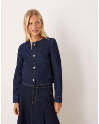 Mango - Collarless Denim Jacket - Lyst