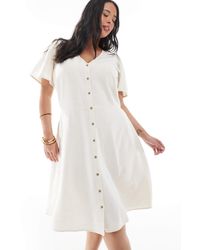 ONLY - Tie Detail Mini Dress With Linen - Lyst