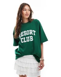 4th & Reckless - T-shirt oversize en coton avec motif resort club - vert - Lyst