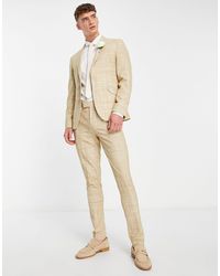 ASOS - Wedding - pantaloni da abito skinny color pietra con tratteggio incrociato - Lyst
