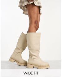 Raid Wide Fit - Challenge Chunky Flat Knee Boots - Lyst