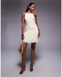 ASOS - Square Neck Pleated Skirt Mini Dress - Lyst