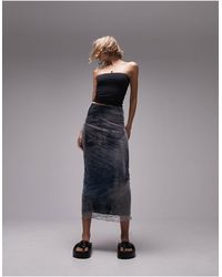 Topshop Unique - Crinkle Cracked Midi Skirt - Lyst