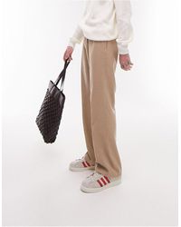 TOPMAN - Pantalon ample en laine mélangée à taille élastique - taupe - Lyst