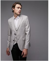 TOPMAN - Slim Linen Blend Suit Jacket - Lyst