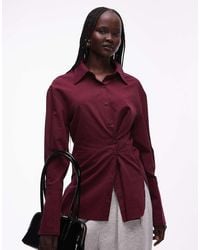 Lioness - Sydney Collar Detail Multiway Button Front Cinched Waist Shirt - Lyst