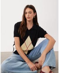 Mango - V Neck Short Sleeve Knitted Top - Lyst