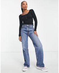 Pieces - Geribbelde Top Met Drukknopen - Lyst