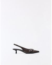 Bershka - Kitten Heel Slingback Shoes With Buckles - Lyst