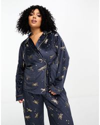 Chelsea Peers - Curve - pyjama imprimé en velours avec top à nouer et pantalon - Lyst