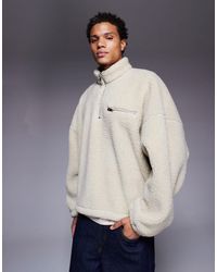 ASOS - Extreme Oversized Boxy Quarter Zip Funnel Neck Fleece Sweatshirt - Lyst