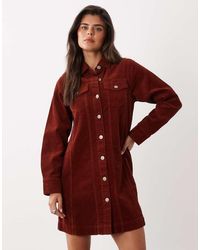 Nobody's Child - Sheena Cord Spread Collar Button Down Shirt Dress - Lyst