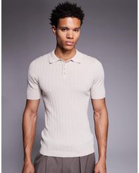 ASOS - Muscle Fit Knitted Rib Polo T-shirt - Lyst