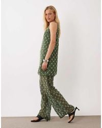 Ghospell - Zuma Cotton Embellished High Rise Straight Leg Trouser Co-Ord - Lyst