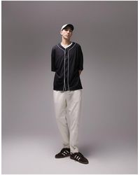 TOPMAN - – baseball-t-shirt aus schwarzem netzstoff mit oversize-schnitt und paspelierung - Lyst
