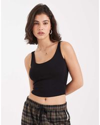 New Look - Canotta Corta Basic Nera Con Scollo Rotondo - Lyst
