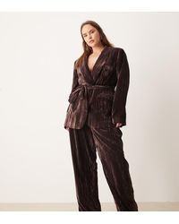 ASOS - Curve Tailored Velvet High Waist Straight Leg Trousers Co-Ord - Lyst