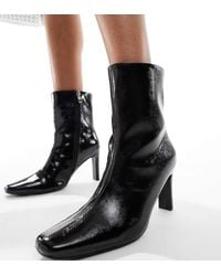 Public Desire - Public Desire Polaris Wide Fit Square Toe Heeled Ankle Boots - Lyst