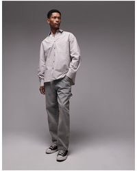 TOPMAN - Limited - camicia a maniche lunghe oversize color pietra con colletto a punta - Lyst