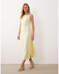 ASOS - Cami Square Neck Crinkle Satin Lace Detail Maxi Dress - Lyst