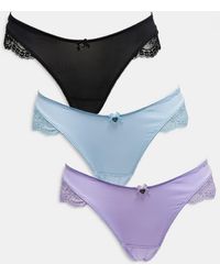 Boux Avenue - Stella 3 Pack Satin And Lace High Leg Thong - Lyst