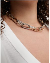 ASOS - Curve Limited Edition Short Necklace With Mixed Metal Link Design - Lyst