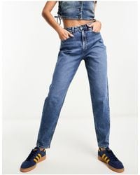 Miss Selfridge - Mom jeans a vita alta lavaggio scuro - Lyst