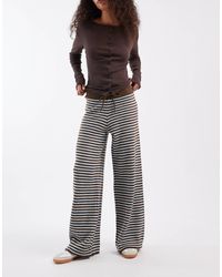 ASOS - Pantalon d'ensemble en maille duveteuse à rayures - bleu et marron - Lyst