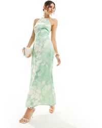 Vero Moda - Robe longue à col montant avec imprimé fleurs style aquarelle - Lyst