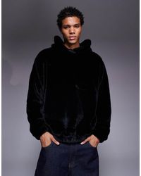 ASOS - Relaxed Faux-fur Hoodie With Side Entry Pockets - Lyst