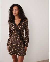 Wednesday's Girl - Satin Mini Dress With Lace Trim - Lyst