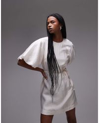 & Other Stories - Mini Dress With Puff Sleeves And Tie-back Belt - Lyst