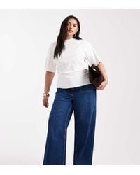 ASOS - Asos Design Curve High Waist Wide Leg Jeans With Front Pockets - Lyst