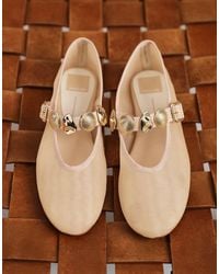 Dolce Vita - Relan Mesh Ballet Flats With Gold-tone Hardware Strap - Lyst