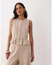 Miss Selfridge - Soft Rib Button Through Tank With Peplum Hem Co-ord - Lyst