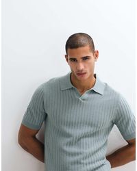 Mango - Retro Fine Knit Split Collar Polo Shirt - Lyst