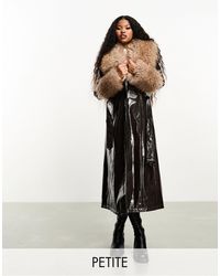 Urbancode - Urbancode petite - trench-coat en vinyl avec bords en imitation peau - Lyst