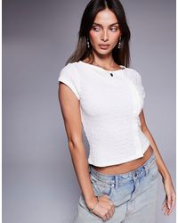 ASOS - Short Sleeve Textured Asymmetric Button Up Top - Lyst