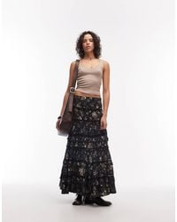AllSaints - Talia Floral Tiered Maxi Skirt - Lyst