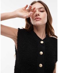 Mango - Knitted Button Up Vest - Lyst
