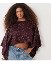ASOS - Asos Design Curve Sequin Cape Top - Lyst