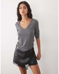 Mango - V Neck Long Sleeve T-Shirt - Lyst