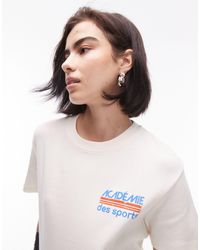 TOPSHOP - T-shirt écru con stampa "académie des sports" - Lyst