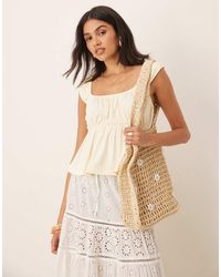 ASOS - Top Amarillo De Estilo Mesonera Y Corte Babydoll Amplio De - Lyst