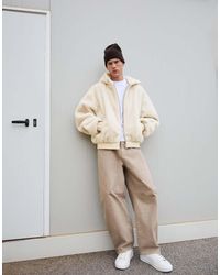 Bershka - Hooded Faux Fur Jacket - Lyst