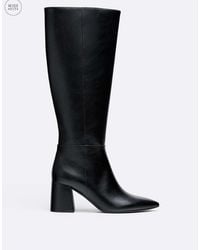 Stradivarius - Wide Fit. Brown Heeled High-leg Boots - Lyst
