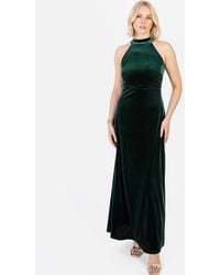 Maya - Velvet Halter Neck Maxi Dress - Lyst
