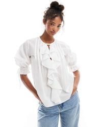 ASOS - Ruffle Front Top With Pleat Detail And Tie Front - Lyst